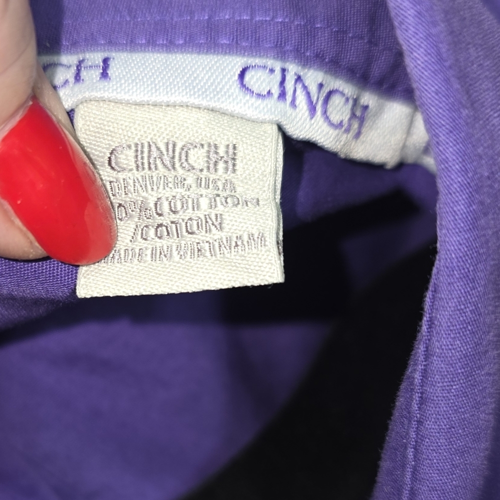 Cinch Men's Bold Purple Western Button Down Shirt 100% Cotton SZ S‎ Casual Rodeo - Picture 6 of 7